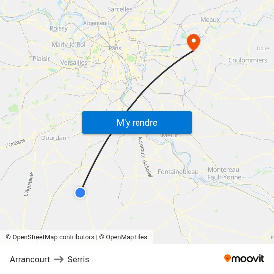 Arrancourt to Serris map