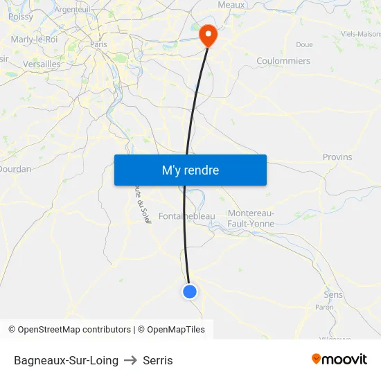 Bagneaux-Sur-Loing to Serris map