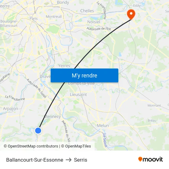Ballancourt-Sur-Essonne to Serris map