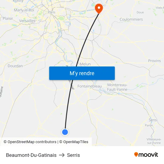 Beaumont-Du-Gatinais to Serris map