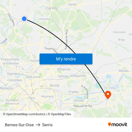 Bernes-Sur-Oise to Serris map