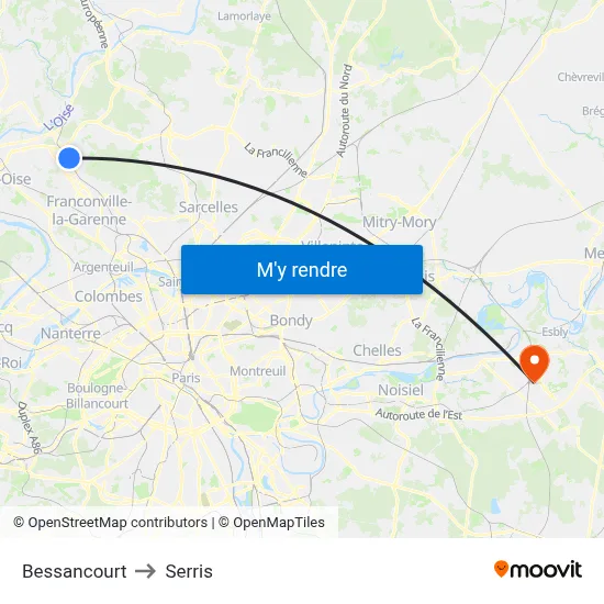 Bessancourt to Serris map