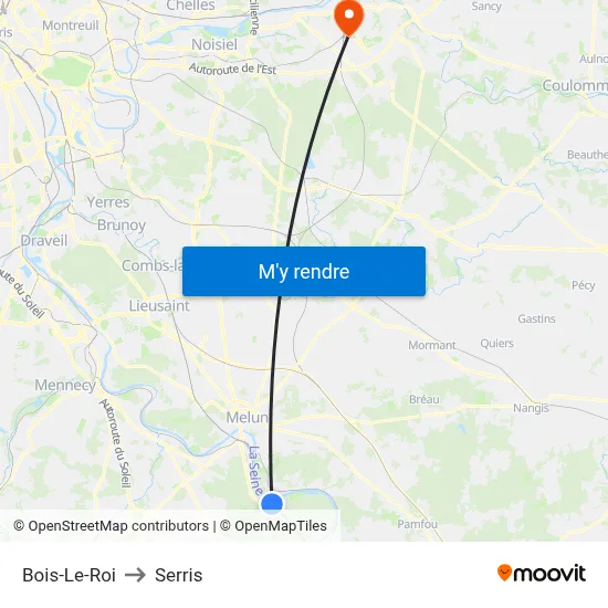 Bois-Le-Roi to Serris map