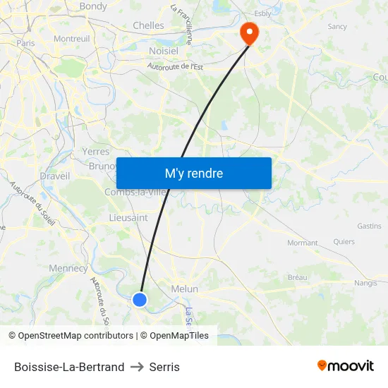 Boissise-La-Bertrand to Serris map