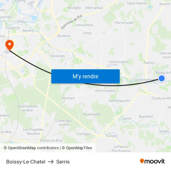 Boissy-Le-Chatel to Serris map