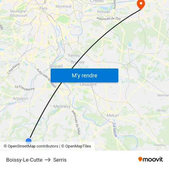 Boissy-Le-Cutte to Serris map