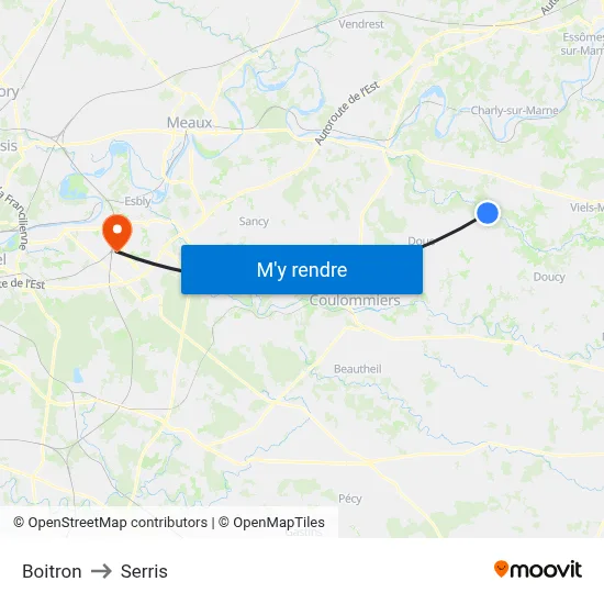 Boitron to Serris map