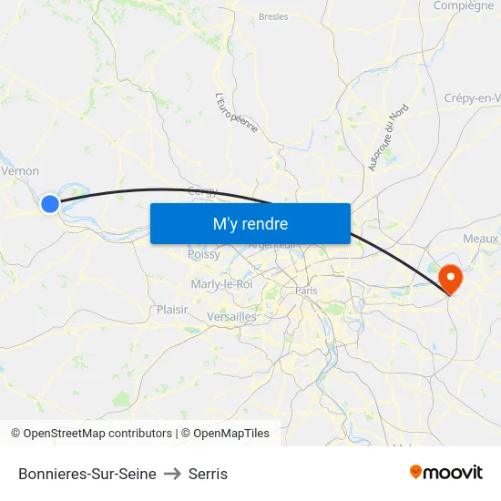Bonnieres-Sur-Seine to Serris map