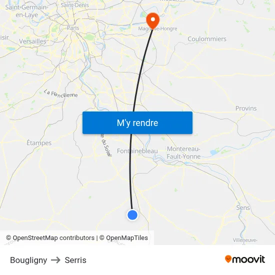 Bougligny to Serris map