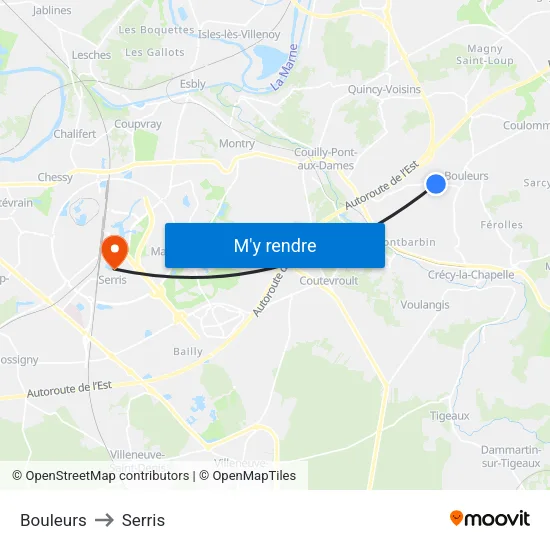 Bouleurs to Serris map