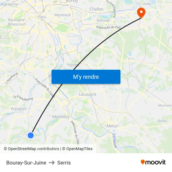 Bouray-Sur-Juine to Serris map