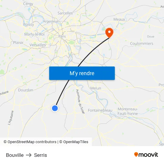 Bouville to Serris map