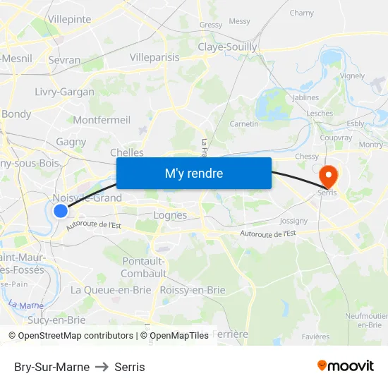 Bry-Sur-Marne to Serris map