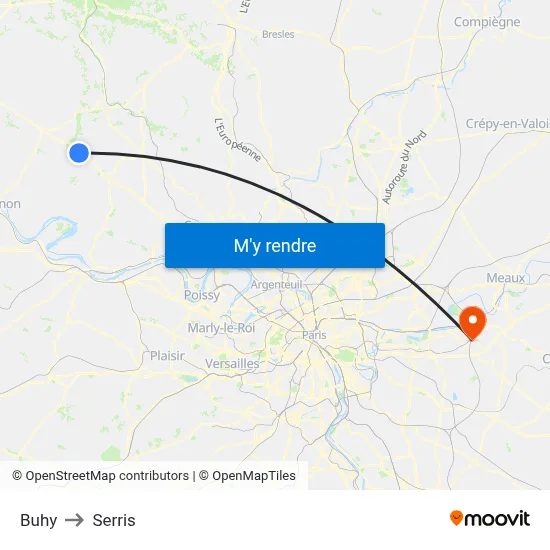 Buhy to Serris map