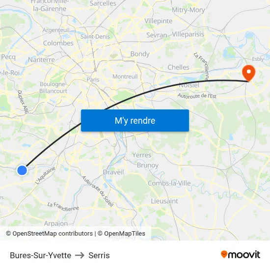 Bures-Sur-Yvette to Serris map