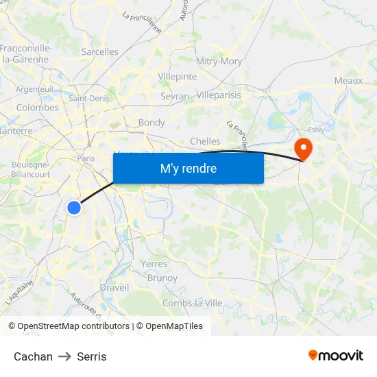 Cachan to Serris map