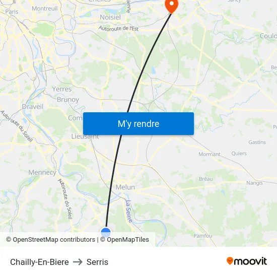Chailly-En-Biere to Serris map