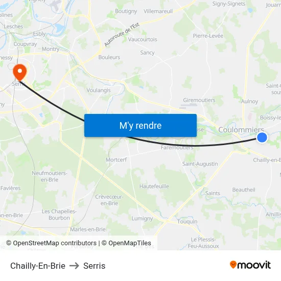 Chailly-En-Brie to Serris map