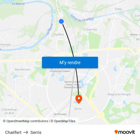 Chalifert to Serris map