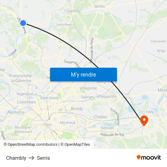Chambly to Serris map