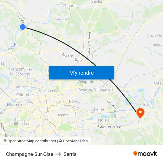 Champagne-Sur-Oise to Serris map