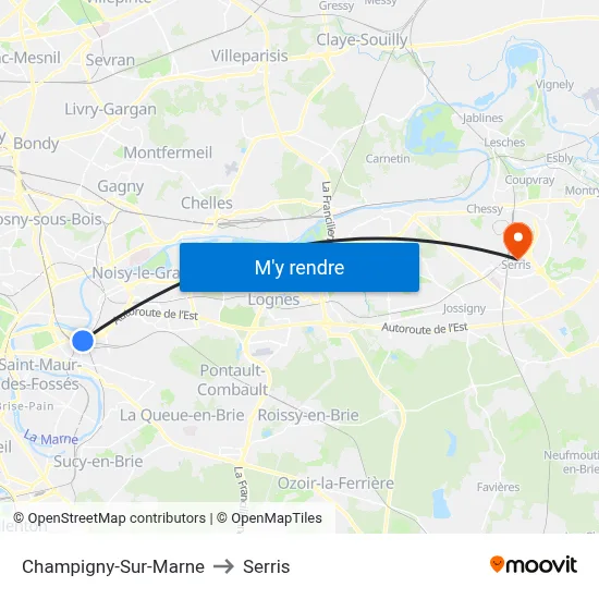 Champigny-Sur-Marne to Serris map