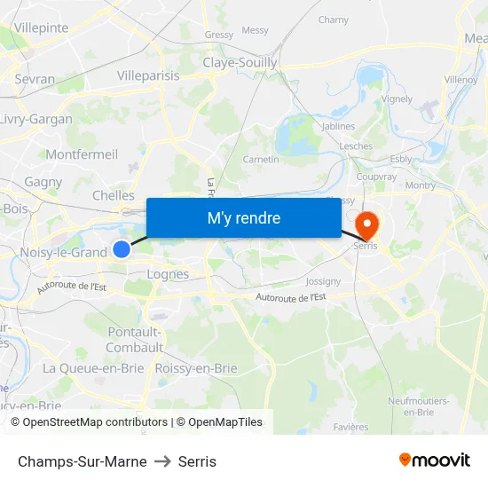Champs-Sur-Marne to Serris map