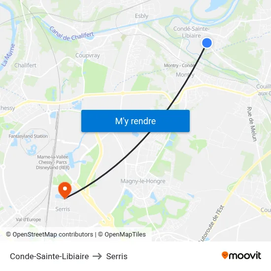Conde-Sainte-Libiaire to Serris map