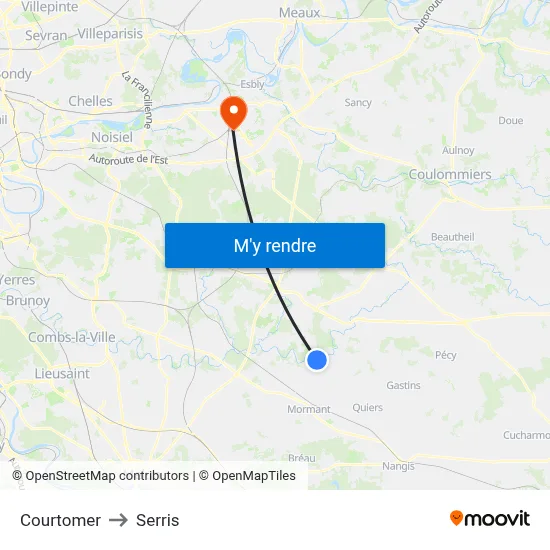 Courtomer to Serris map