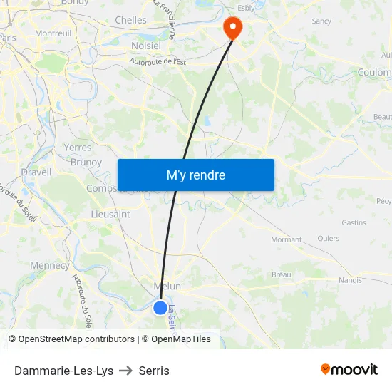 Dammarie-Les-Lys to Serris map