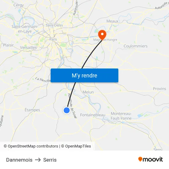 Dannemois to Serris map