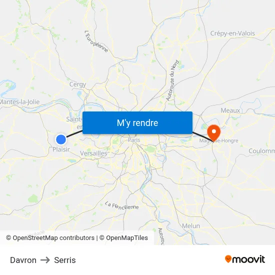 Davron to Serris map