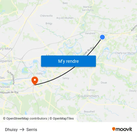 Dhuisy to Serris map