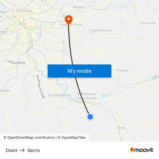 Diant to Serris map