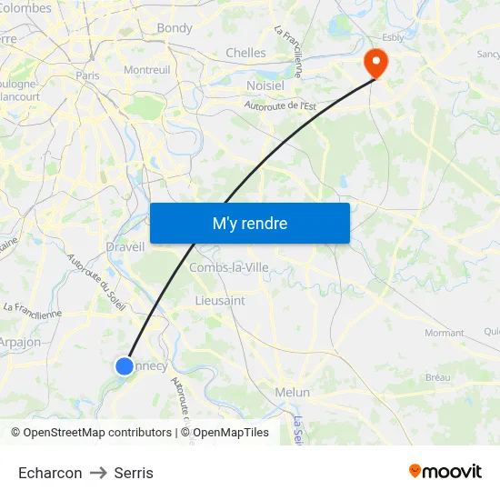 Echarcon to Serris map