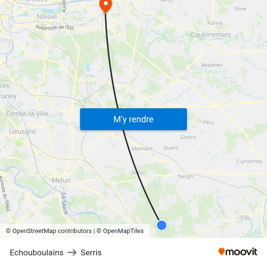 Echouboulains to Serris map
