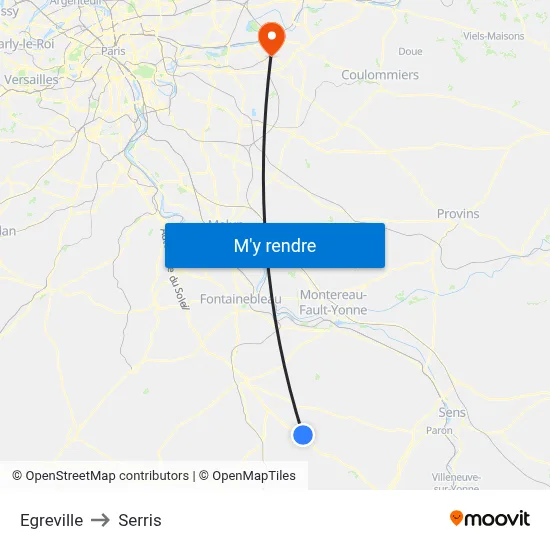 Egreville to Serris map