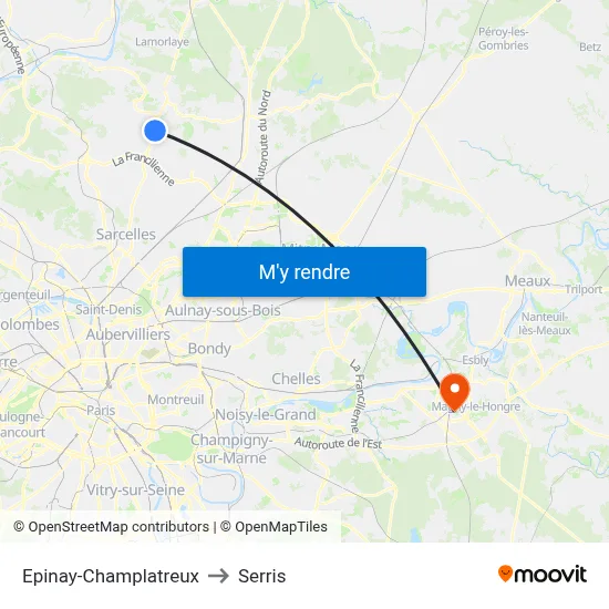 Epinay-Champlatreux to Serris map