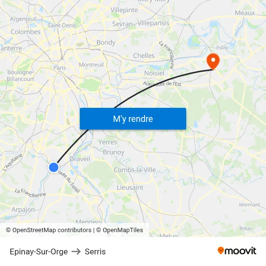 Epinay-Sur-Orge to Serris map