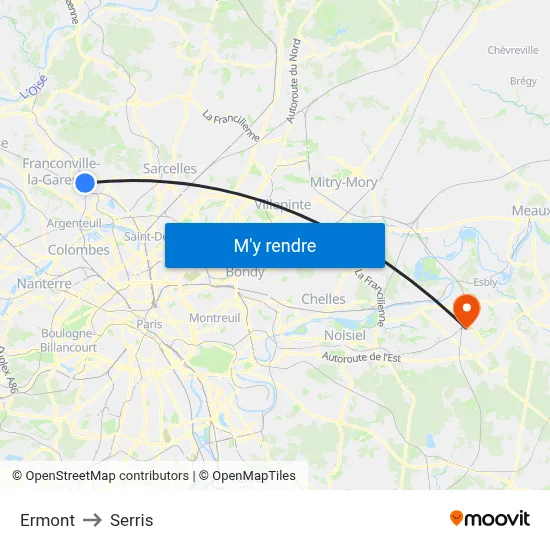 Ermont to Serris map
