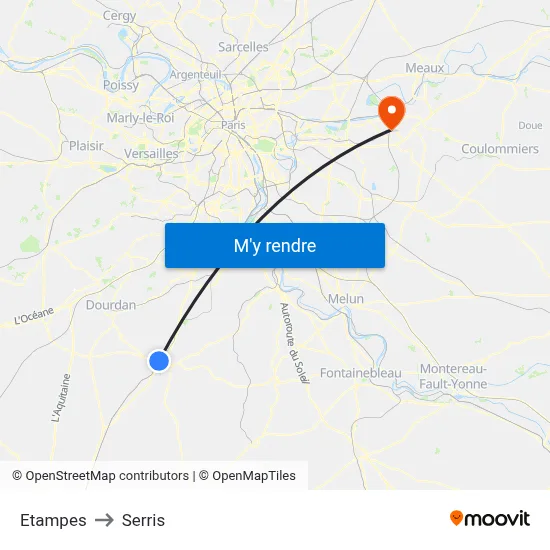 Etampes to Serris map