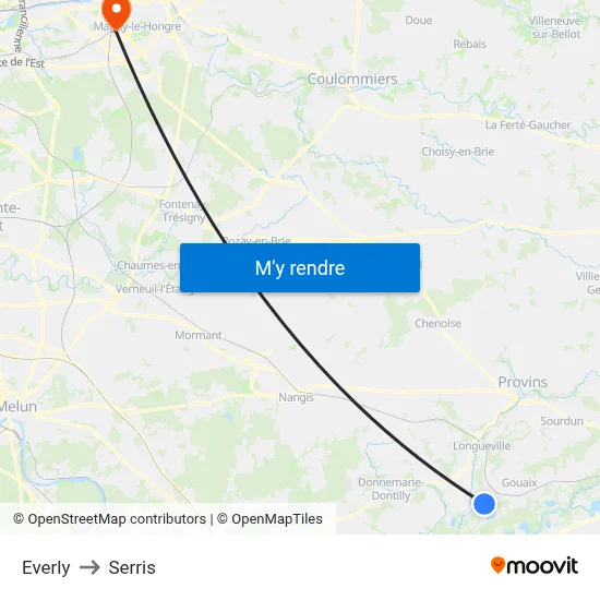 Everly to Serris map