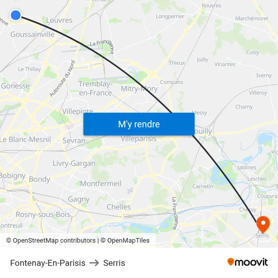Fontenay-En-Parisis to Serris map