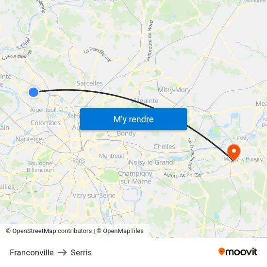Franconville to Serris map