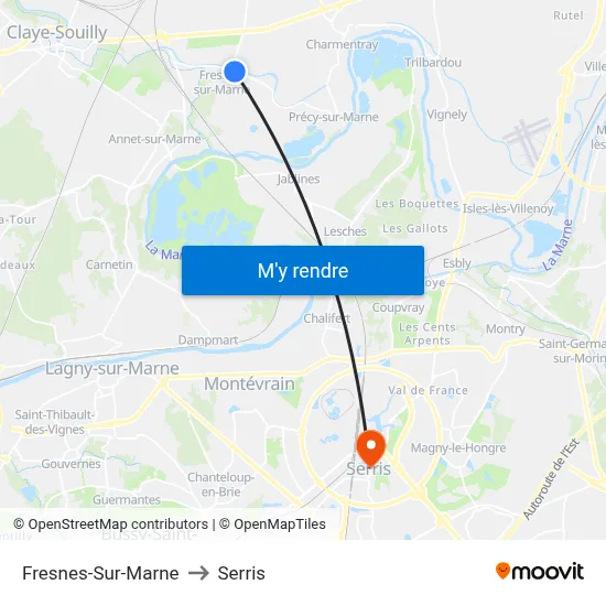 Fresnes-Sur-Marne to Serris map