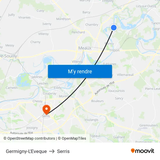 Germigny-L'Eveque to Serris map