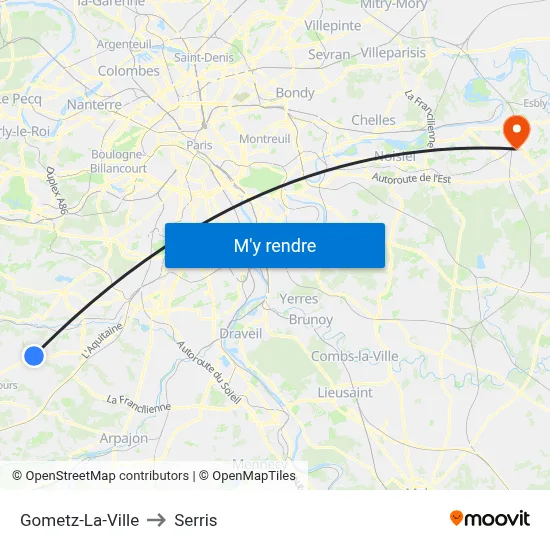 Gometz-La-Ville to Serris map