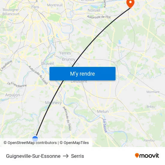 Guigneville-Sur-Essonne to Serris map