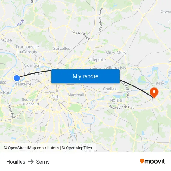 Houilles to Serris map