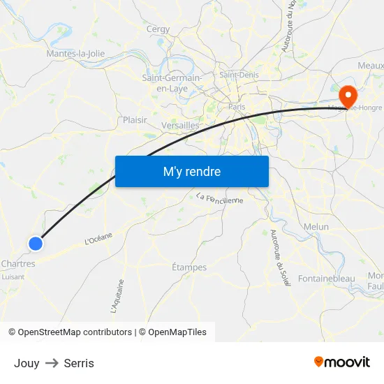 Jouy to Serris map